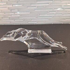 JG Durand French Lead Crystal Running Greyhound Dog Paperweight Signed by Artist